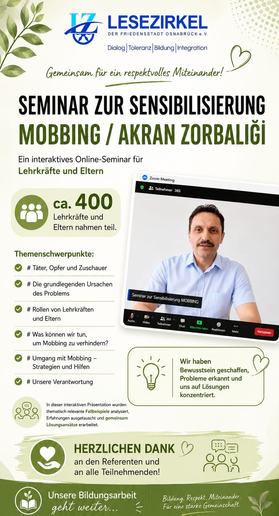Seminar zur Sensibilisierung Mobbing